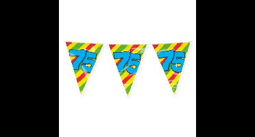 Verjaardag 75 jaar thema Vlaggetjes - Feestversiering - 10m - Folie - Dubbelzijdig