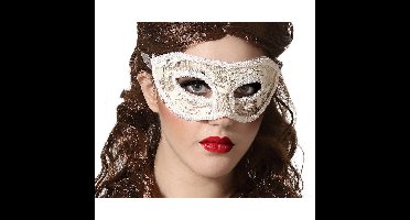 Verkleed oogmasker - wit - kant patroon - volwassenen - Halloween/gemaskerd bal