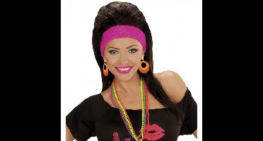 Verkleed oorbellen Retro - neon oranje - met clip - Disco/jaren 70 thema accessoires