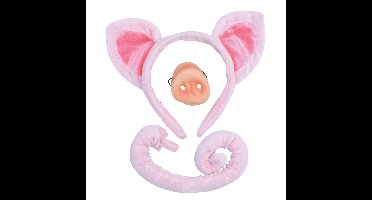 Verkleed set varken - oortjes/staart/snuit - roze - voor kinderen