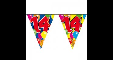 Vlaggenlijn 14 jaar - 10 meter - plastic - leeftijd versiering - vlaggetjes