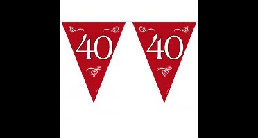 Vlaggenlijnen 40 jaar - rood - 10 meter - plastic - 40e jubileum slingers - versiering