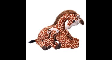 Wild Republic Pluche giraffe - met baby knuffel - gevlekt - 60 cm - speelgoed knuffel