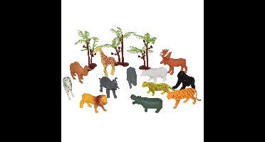 Wild Republic Wilde dieren speelset - 15x plastic dieren - emmer - kinderen