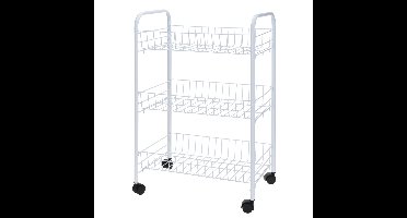 Witte keuken trolley met manden op wielen