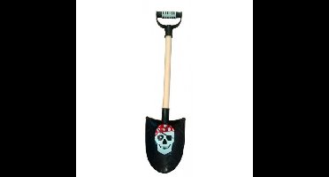 Zand strand en zandbak schep - 49 cm - piraten thema - hout/plastic