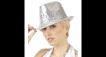Zilveren verkleed hoedje met pailletten