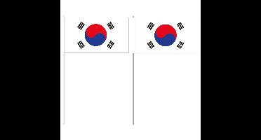 Zuid Korea zwaaivlaggetjes/handvlaggen - 12 x 24 cm - papier - stokje van 40 cm