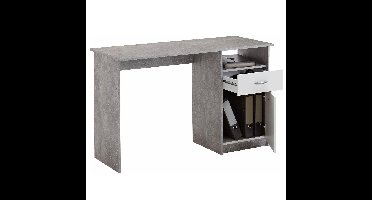 Bureau Jackson 123 cm breed - Grijs beton met wit