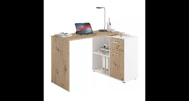 Hoekbureau Albert 117 cm breed in artisan eiken met wit