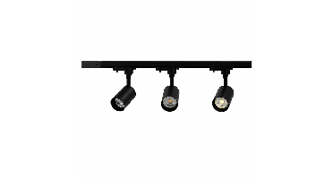 Modern 1-fase railsysteem zwart | 1m rail inclusief 3 spots GU10