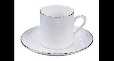 Witte porseleinen koffiekop met gouden bies - Nippon White - 100ml 11.5cm