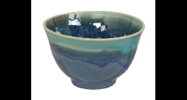 Handgemaakte Theekop - Blauw met Lichtgroene Bovenkant - 9 x 5.4cm
