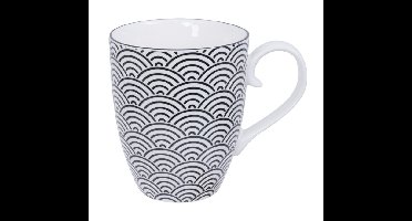 Mok met golvenpatroon - Tokyo Design Studio - Nippon Black - 380ml - 8.5 x 10.2cm