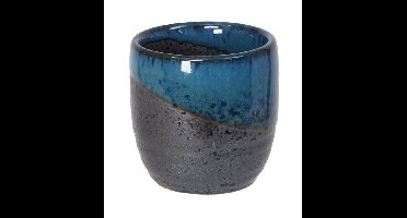 Blauw/Zwarte Keramische Sakekop - Handgemaakt - 4.5 x 4.5 cm
