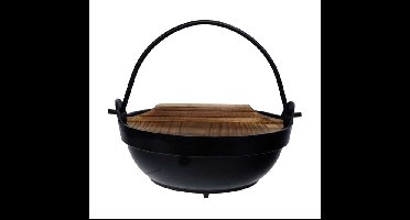 Zwarte Kookpot met Houten Deksel - Tokyo Design Kitchen - 16cm