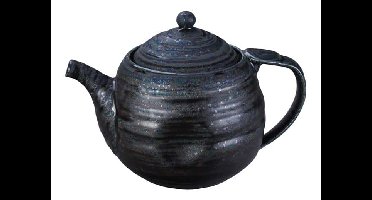 Zwarte Handgemaakte Theepot met Roestvrij Stalen Zeef