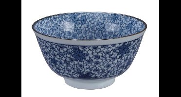 Keramische Kom Blauw/Witte Bloemenpatroon - Mixed Bowls - 12.7 x 6.8cm - 400ml
