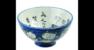 Kawaii Cat Blauwe Kom - Oosterse Keuken - 250ml - 11.5 x 6.2 cm