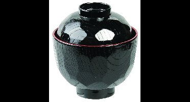 Zwart/Rode Lakwerk Kom met Deksel - Tokyo Design Keuken - 9.5 x 10cm