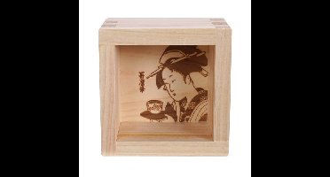 Houten Sake Kop Utamaro - Masu - 8 x 8 x 5cm