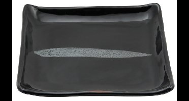 Vierkant Bord Zwart/Zilver - Silver Brush - 18 x 18 cm