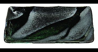 Groen/Grijs Rechthoekig Bord - Green Grey Oribe Series - 21 x 13cm