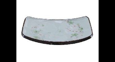 Mintgroen Bord - Green Cosmos - Decoratief Bloemenmotief - 18.5 x 12.5cm