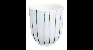 Japanse Theekop - Sendan Tokusa - Blauw/Witte Strepen - 7.1 x 8.5 cm