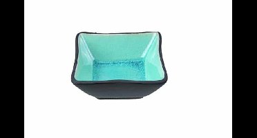 Vierkante Schaal - Glassy Turquoise - Zwart/Turquoise - 8.5 x 8.5 x 3cm