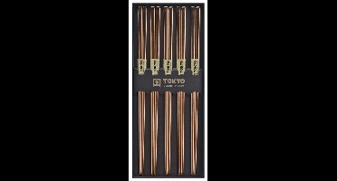 RVS Eetstokjes Giftbox - Tokyo Design Studio - Rosé Goud - 5 Stuks