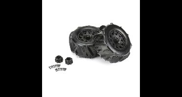 Proline Dumont 3.8" paddle banden (2 stuks) op Raid Black 8x32 velgen met verwijderbare hex 17mm (PL10192-10)