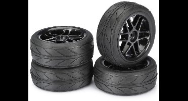 Absima onroad banden op 6-Spaaks velgen - Zwart