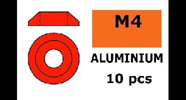 Aluminium Washer voor M4 Button Head Screws (BD: 12mm) - Rood - 10st
