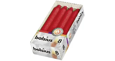 Bolsius Dinerkaars 18cm Rood - 8 stuks