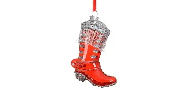 Decoris glas cowboylaars glitter rood