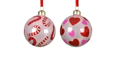 Decoris kerstbal glas d8cm roze - assortiment