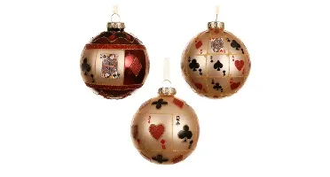 Decoris kerstbal glas kaarten d8cm - assortiment