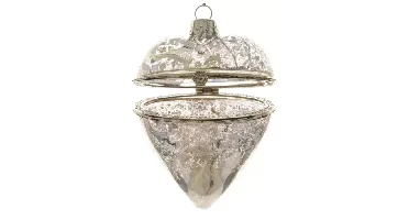 Decoris kerstbal glazen hart zilver 7x8cm