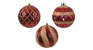 Decoris kerstbal plastic d12cm kerstrood - assortiment