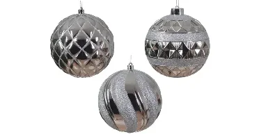Decoris kerstbal plastic d12cm zilver - assortiment