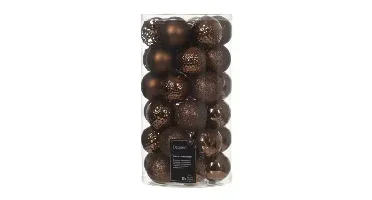 Decoris kerstbal set plastic | 37 stuks | 6 centimeter | espresso