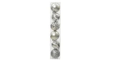 Decoris kerstbal set plastic | 6 stuks | 15 centimeter | zilver