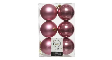 Decoris kerstbal set plastic | 6 stuks | 8 centimeter | roze
