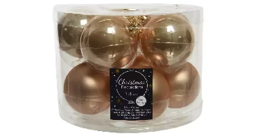 Decoris kerstbalen glas 10st toffee 6cm