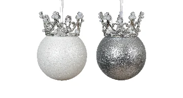 Decoris kerstballen foam Wit grijs 10cm
