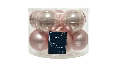 Decoris kerstballen Glas 10st poederroze 6cm