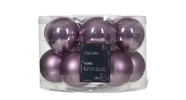 Decoris kerstballen glas 12st lila 5cm