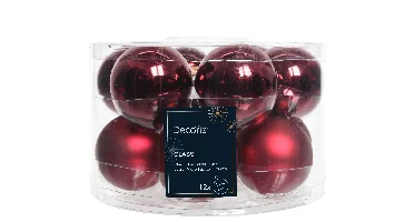 Decoris kerstballen glas 12st ossenbloed 5cm