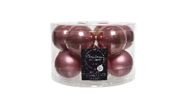 Decoris Kerstballen glas 12st velours roze 5cm